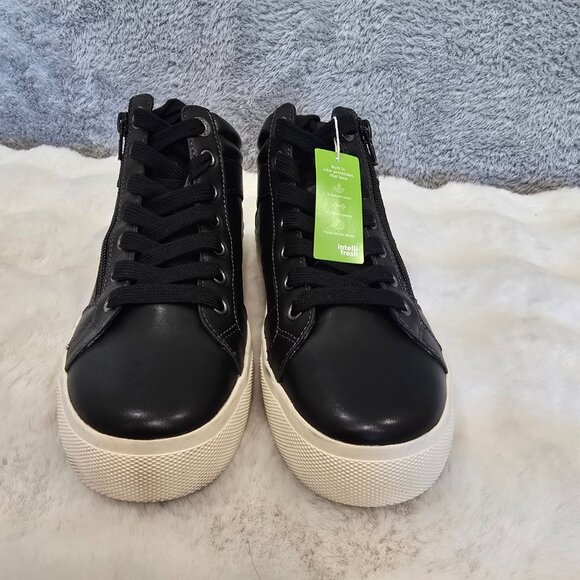 Taos Winner Black Leather Sneaker Women's Size 6 High Top Lace up & zipper NEW - Picture 6 of 9